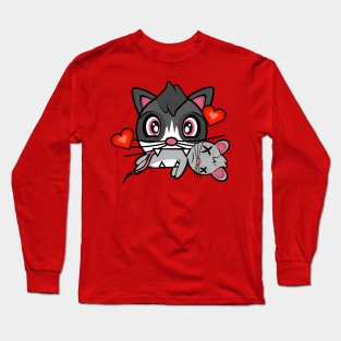 Lovestruck Cat Amanda with Dead Mouse Long Sleeve T-Shirt